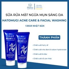 Sữa Rửa Mặt Ngừa Mụn Sáng Da Hatomugi Acne Care & Facial Washing 130gr Nhật Bản