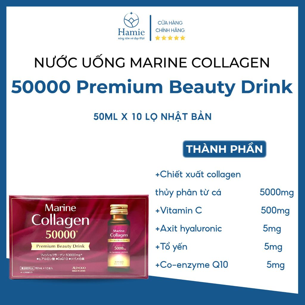 Nước Uống Marine Collagen 50000 Premium Beauty Drink 50ml x 10 Lọ Nhật Bản