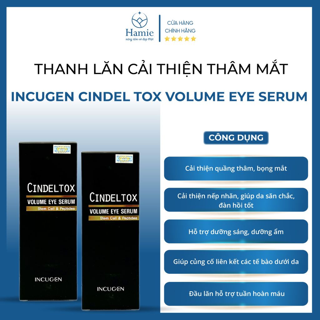 Cây lăn mắt trị thâm Cindel Tox Volume Eye Serum 15ml Hàn Quốc
