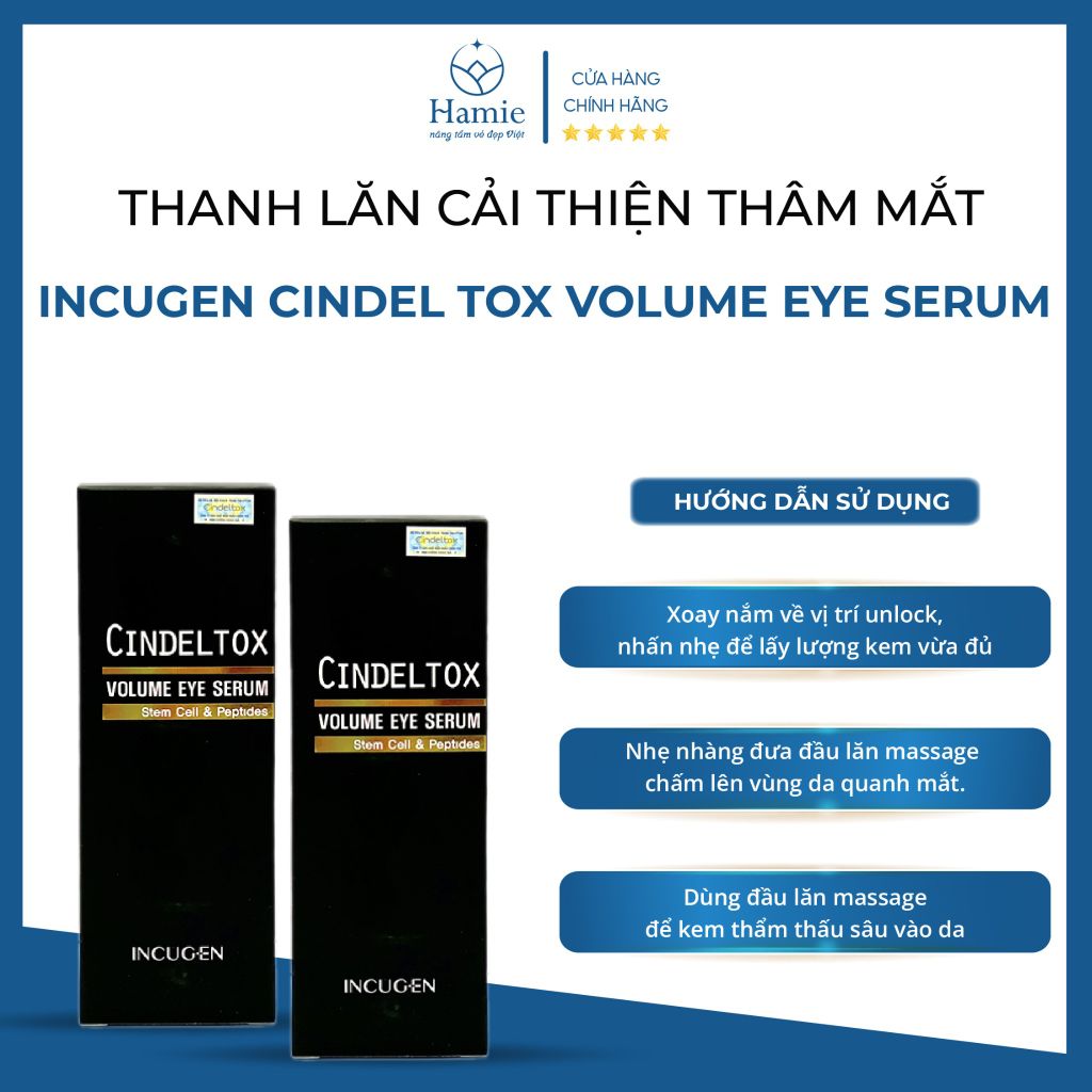 Cây lăn mắt trị thâm Cindel Tox Volume Eye Serum 15ml Hàn Quốc