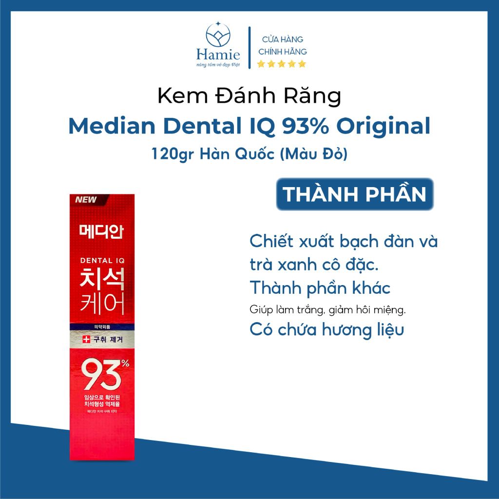 Kem Đánh Răng Median Đỏ Dental IQ 93% Original 120gr Hàn Quốc