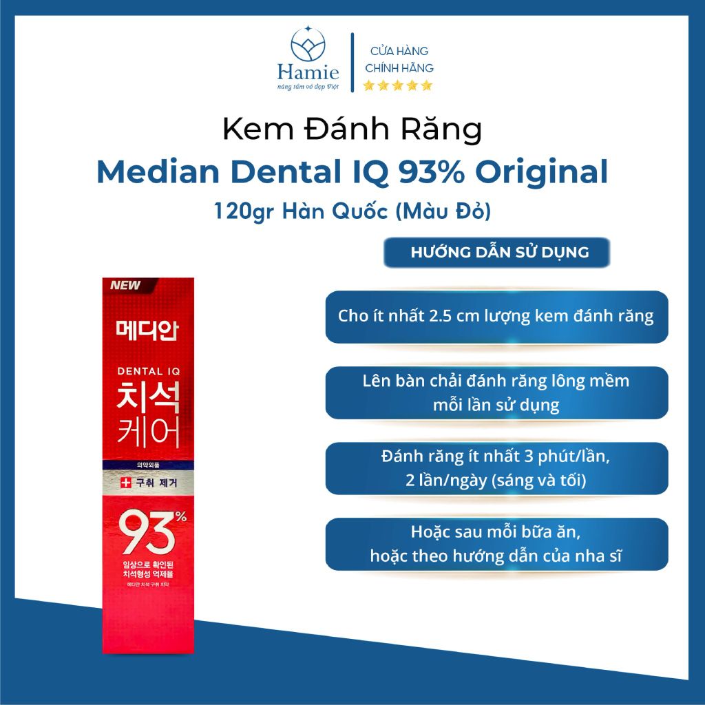 Kem Đánh Răng Median Đỏ Dental IQ 93% Original 120gr Hàn Quốc