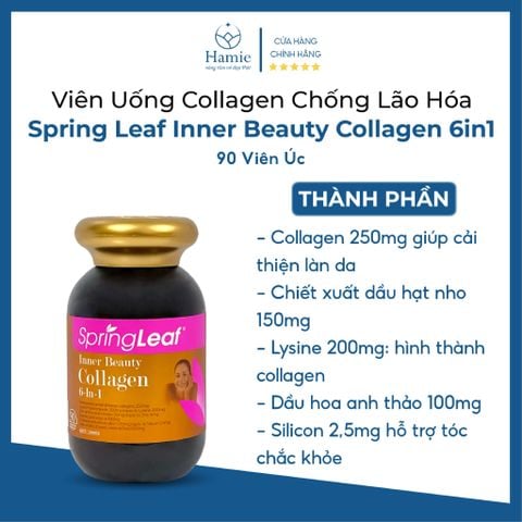 Collagen Chống Lão Hóa Spring Leaf Inner Beauty Collagen 6in1 90 Viên Úc