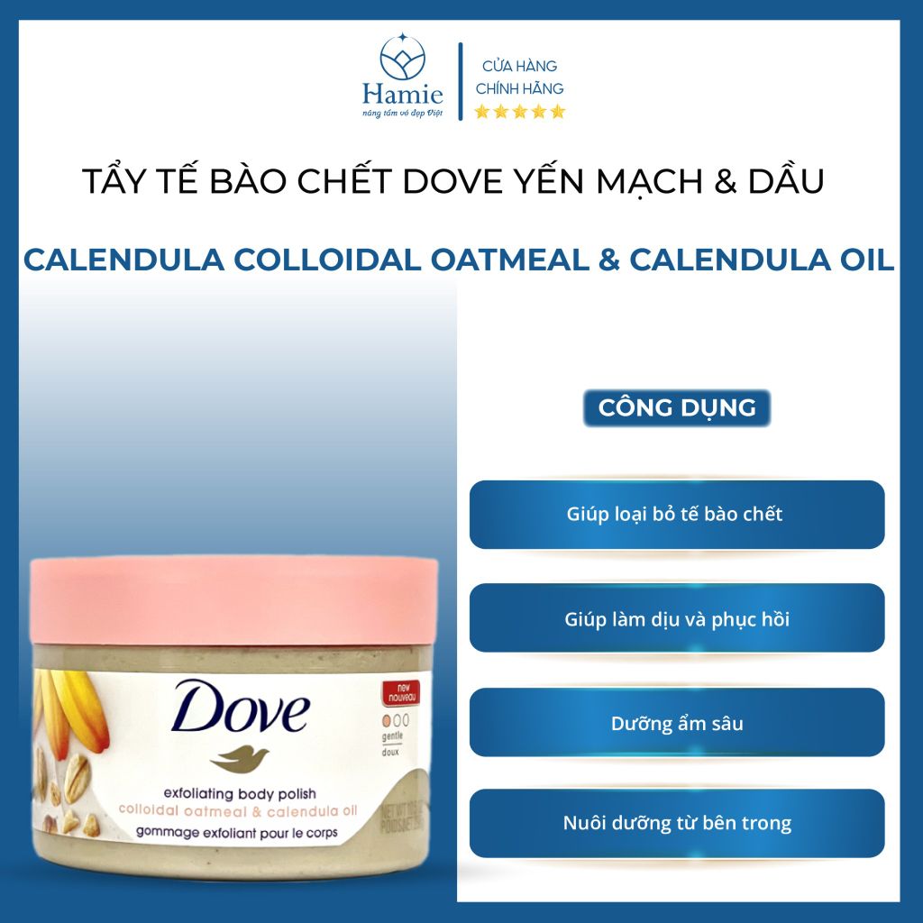 Tẩy Tế Bào Chết Dove Yến Mạch & Dầu Calendula 298gr Mỹ