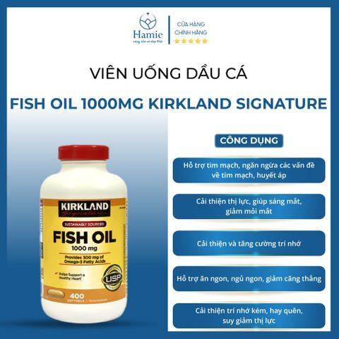 Viên Uống Dầu Cá Fish Oil 1000mg Kirkland Signature 400 Viên Mỹ