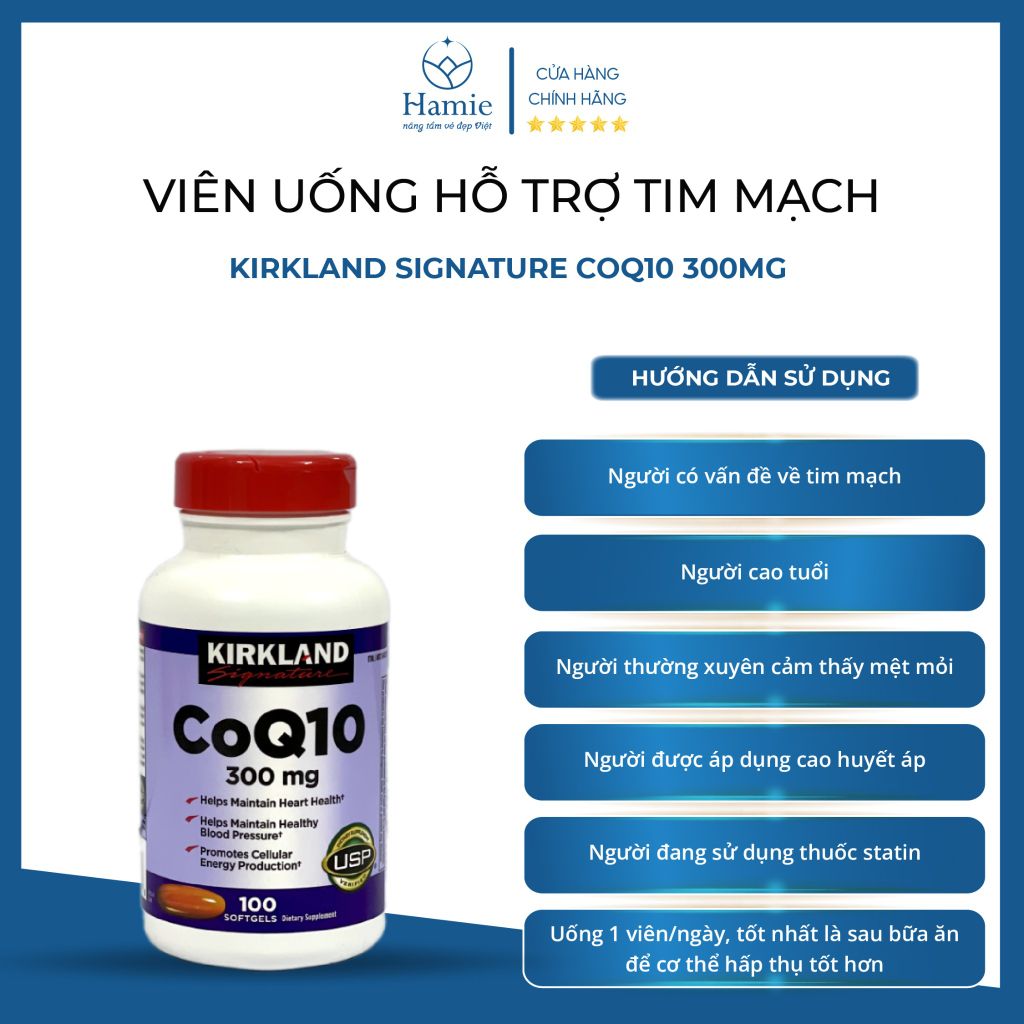 Viên Uống Hỗ Trợ Tim Mạch Kirkland Signature CoQ10 300mg 100 Viên Mỹ