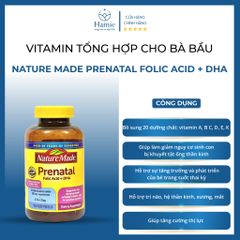 Vitamin Bà Bầu Nature Made Prenatal Folic Acid + DHA 150 Viên Mỹ