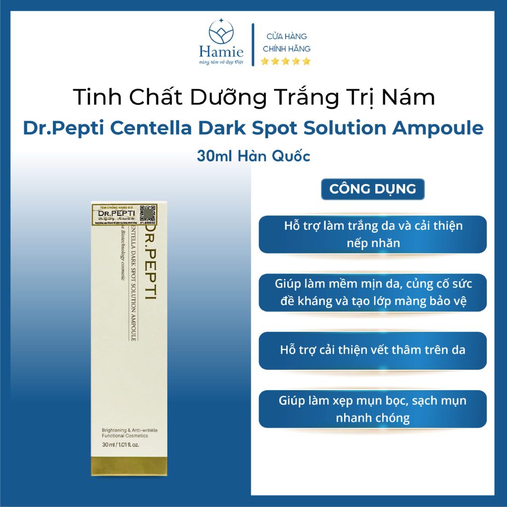 Tinh Chất Dưỡng Dr.Pepti Centella Dark Spot Solution Ampoule 30ml Hàn Quốc