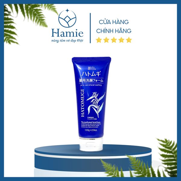 Sữa Rửa Mặt Ngừa Mụn Sáng Da Hatomugi Acne Care & Facial Washing 130gr Nhật Bản