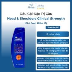 Head & Shoulders Mỹ Màu Cam Đặc Trị Gàu Clinical Strength 400ml Mỹ