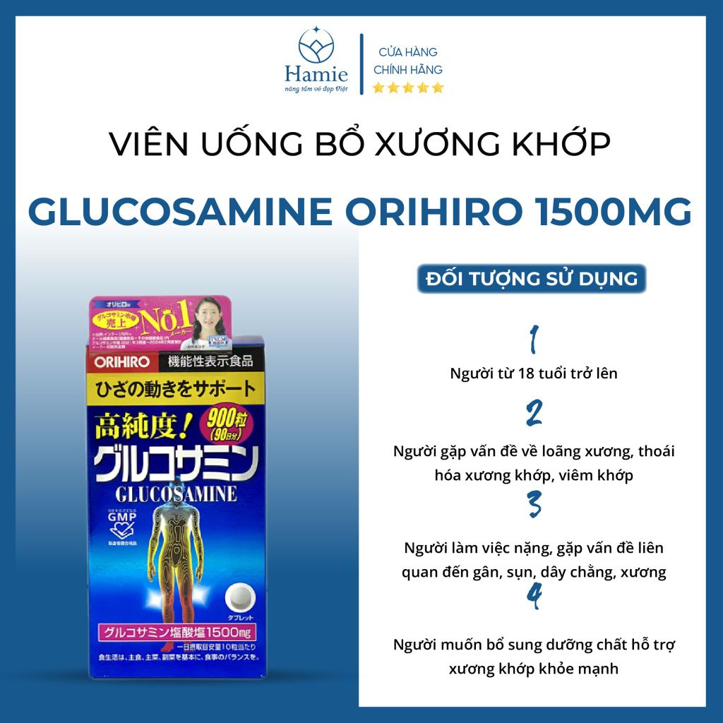 Glucosamine Orihiro 1500mg Nhật Bản Viên Uống Bổ Xương Khớp Glucosamine 900 viên