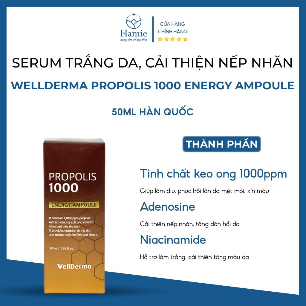 Serum Trắng Da, Giảm Nhăn Wellderma Propolis 1000 Energy Ampoule 50ml Hàn Quốc