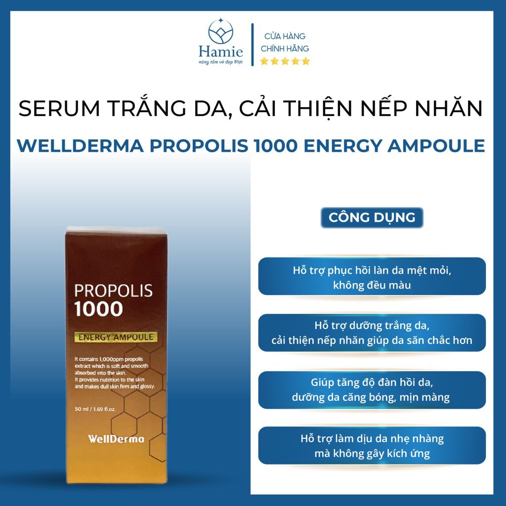 Serum Trắng Da, Giảm Nhăn Wellderma Propolis 1000 Energy Ampoule 50ml Hàn Quốc