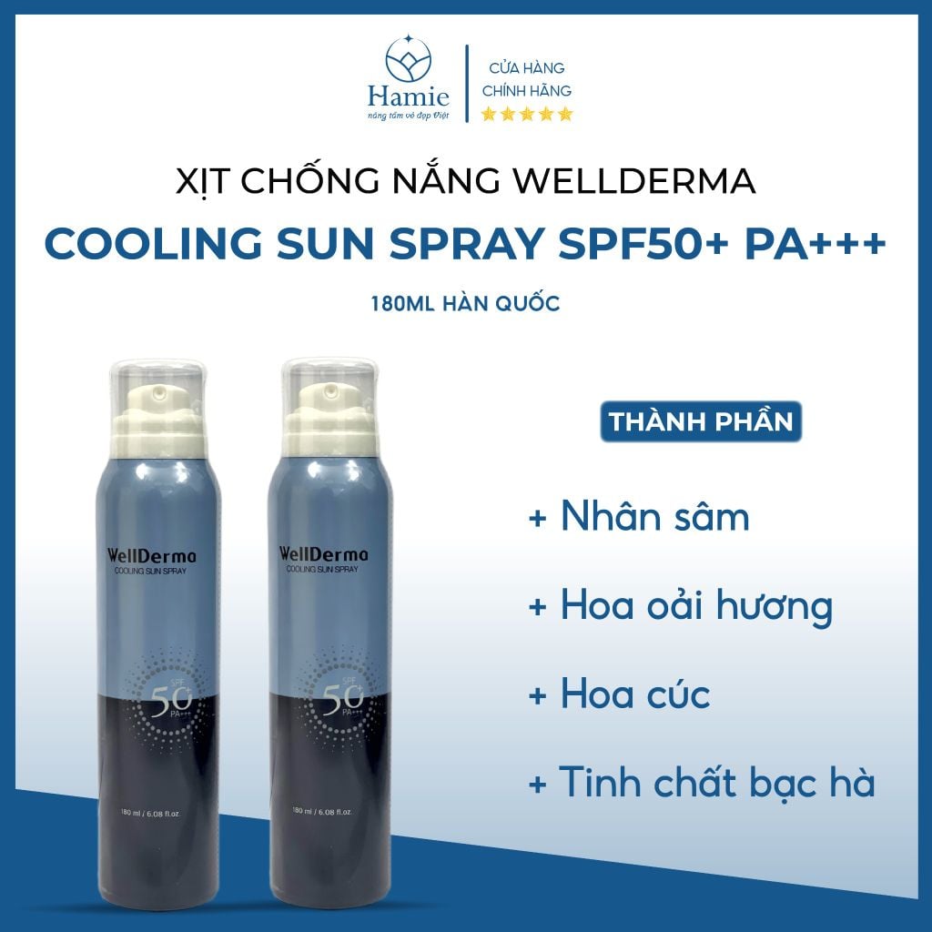 Xịt Chống Nắng Wellderma G Plus Cooling Sun Spray 180ml Hàn Quốc