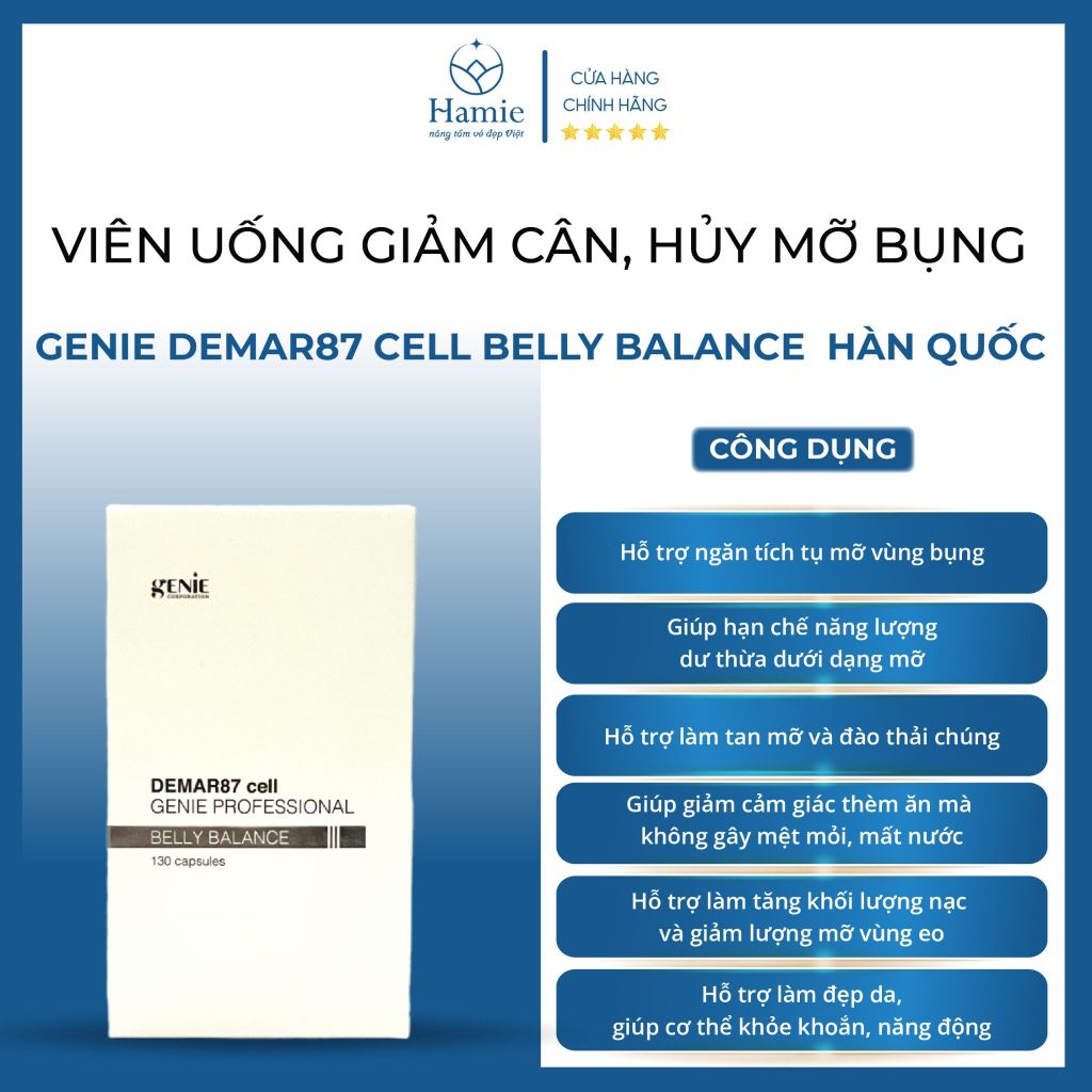 Genie Giảm Mỡ Bụng Demar87 Cell Belly Balance 130 Viên Hàn Quốc