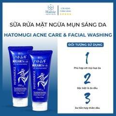 Sữa Rửa Mặt Ngừa Mụn Sáng Da Hatomugi Acne Care & Facial Washing 130gr Nhật Bản