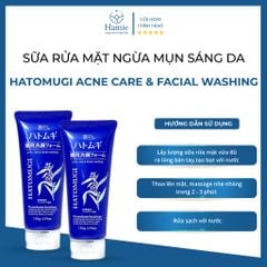 Sữa Rửa Mặt Ngừa Mụn Sáng Da Hatomugi Acne Care & Facial Washing 130gr Nhật Bản