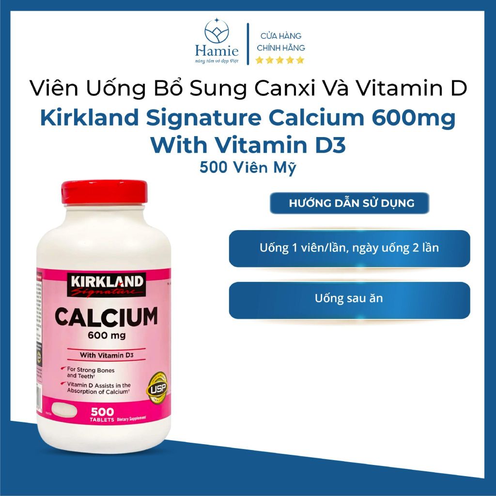Canxi Và Vitamin D Kirkland Mỹ Signature 500 Viên