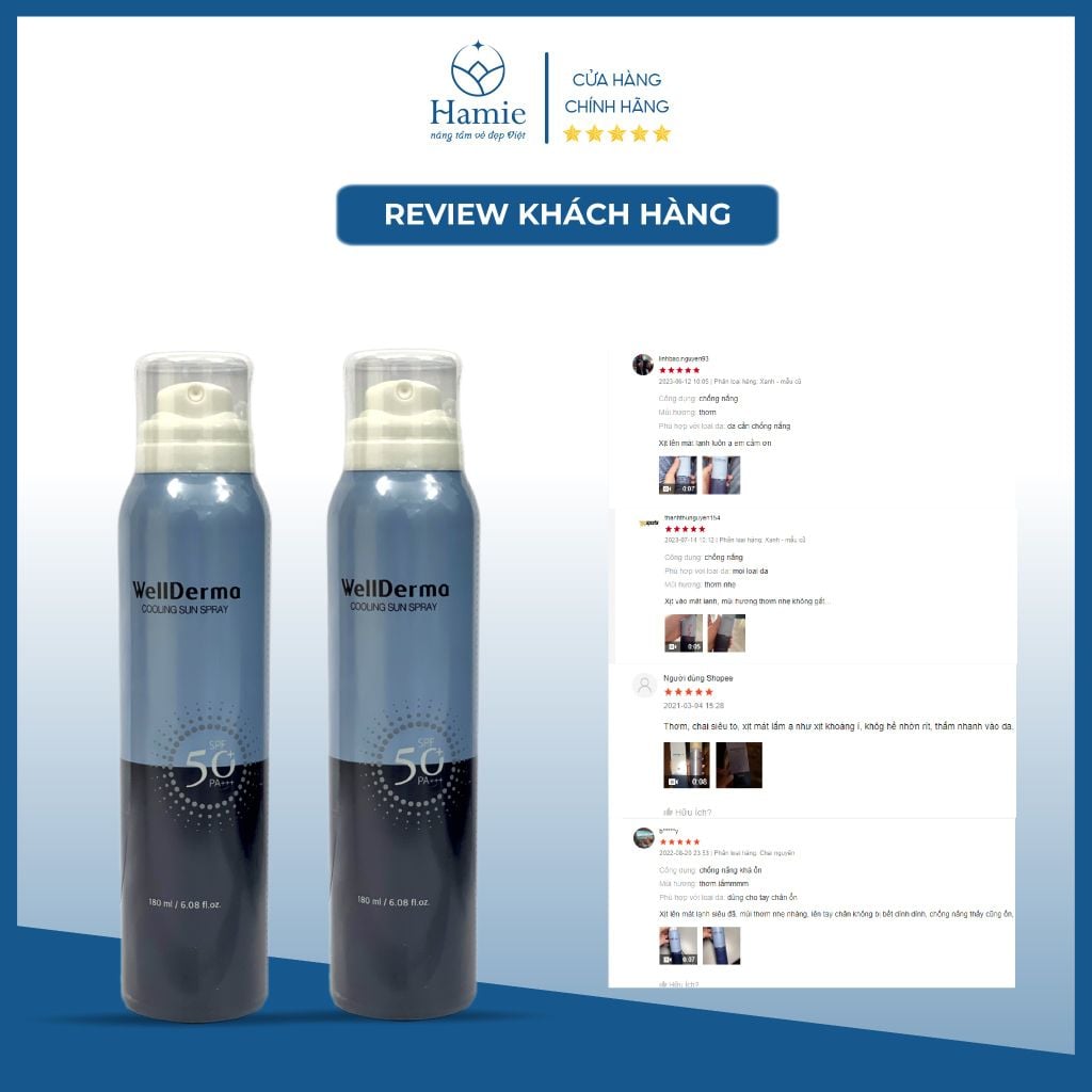 Xịt Chống Nắng Wellderma G Plus Cooling Sun Spray 180ml Hàn Quốc