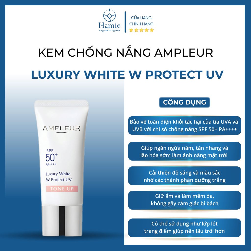 Kem Chống Nắng Giúp Bảo Vệ Da Ampleur Luxury White W Protect UV 30gr Nhật Bản