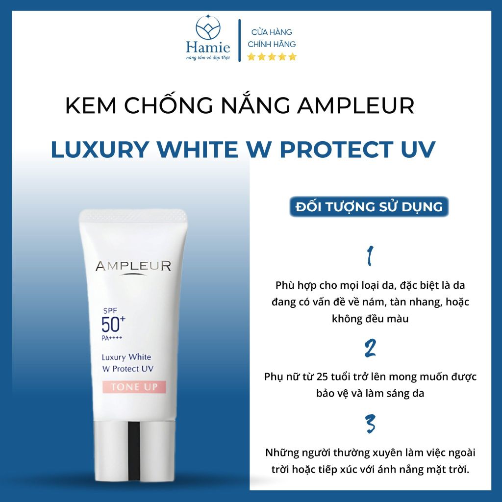Kem Chống Nắng Giúp Bảo Vệ Da Ampleur Luxury White W Protect UV 30gr Nhật Bản