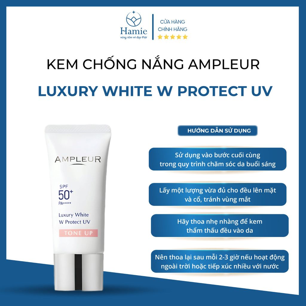Kem Chống Nắng Giúp Bảo Vệ Da Ampleur Luxury White W Protect UV 30gr Nhật Bản