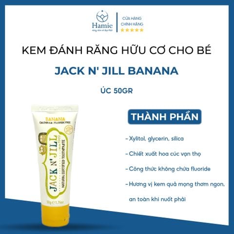 Jack N' Jill Banana Kem Đánh Răng Hữu Cơ Cho Bé Úc 50gr