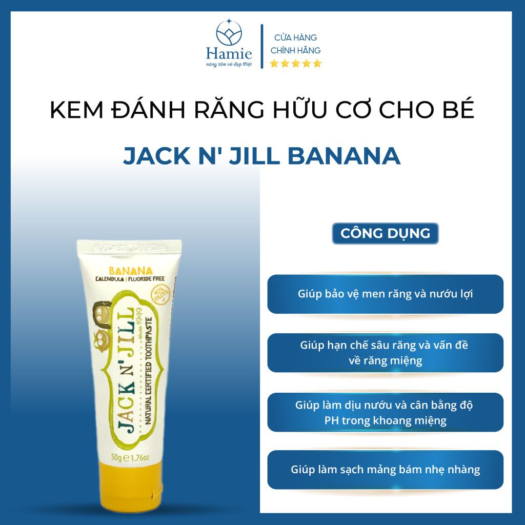 Jack N' Jill Banana Kem Đánh Răng Hữu Cơ Cho Bé Úc 50gr