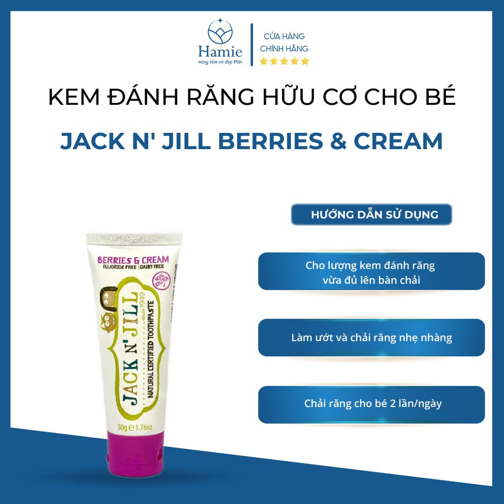 Kem Đánh Răng Jack N' Jill Berries & Cream  Hữu Cơ Cho Bé Úc 50gr