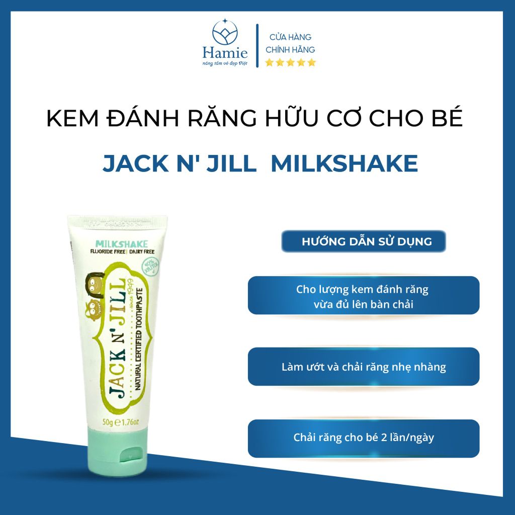 Jack N' Jill Kem Đánh Răng Hữu Cơ Cho Bé Milkshake Úc 50gr
