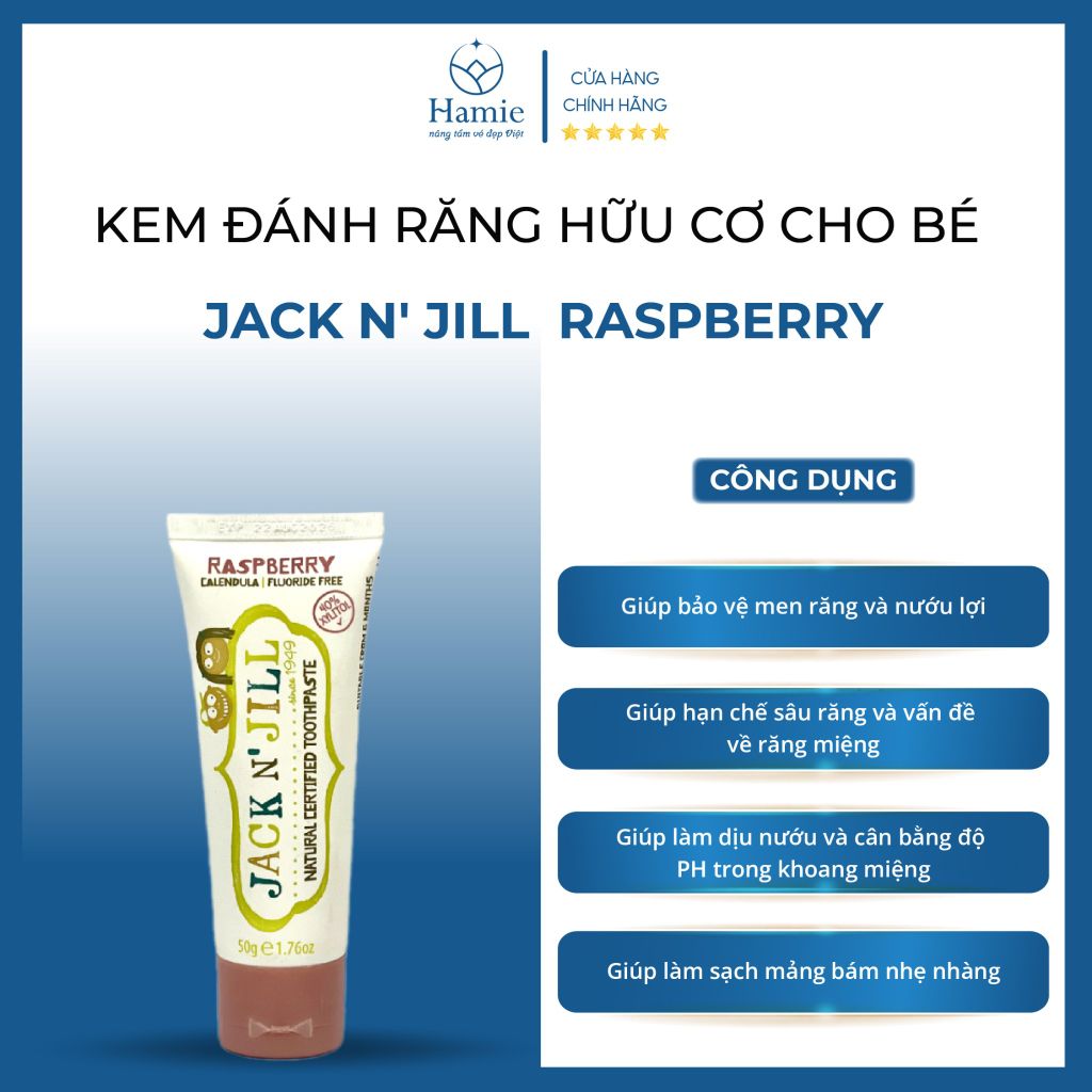 Kem Đánh Răng Trẻ Em Jack N' Jill  Raspberry Úc 50gr