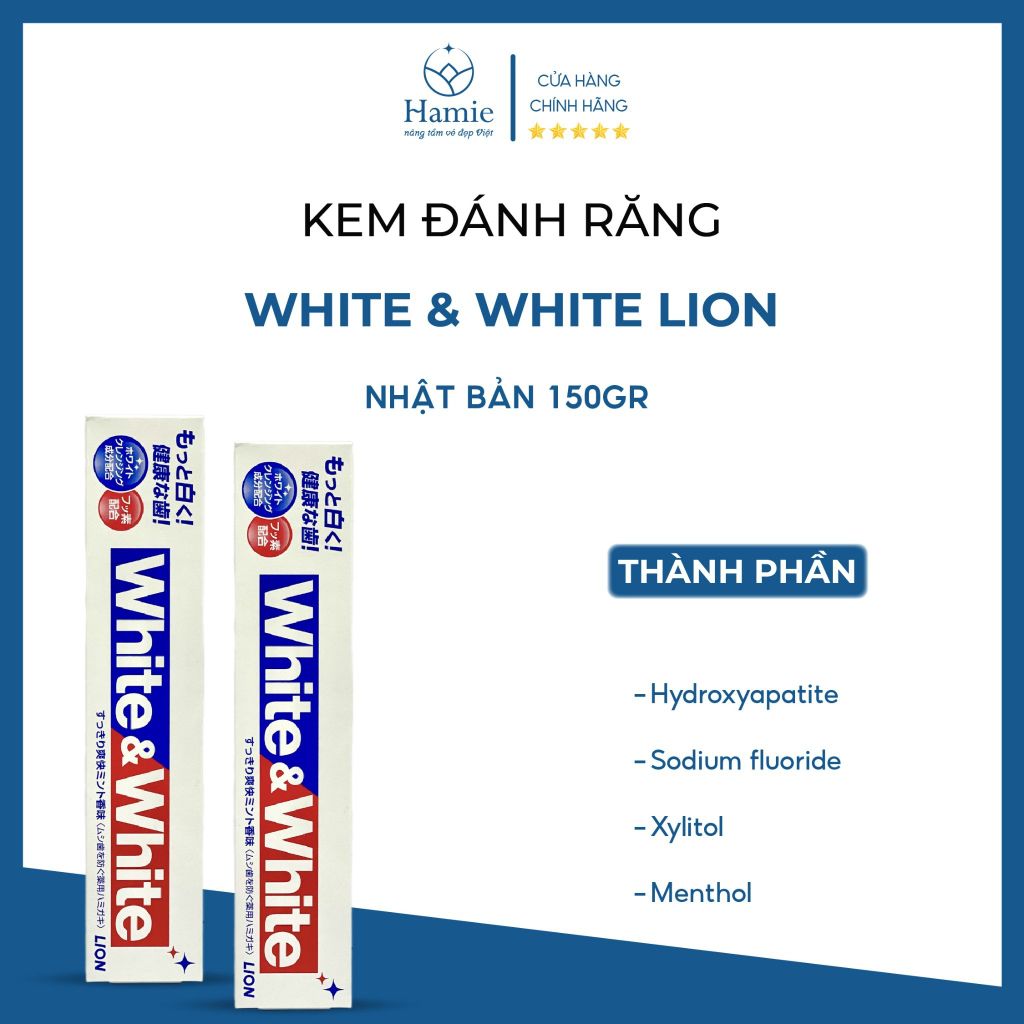 Kem Đánh Răng Lion White & White Nhật Bản 150gr