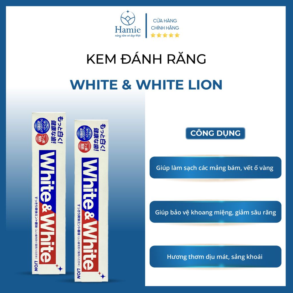 Kem Đánh Răng Lion White & White Nhật Bản 150gr