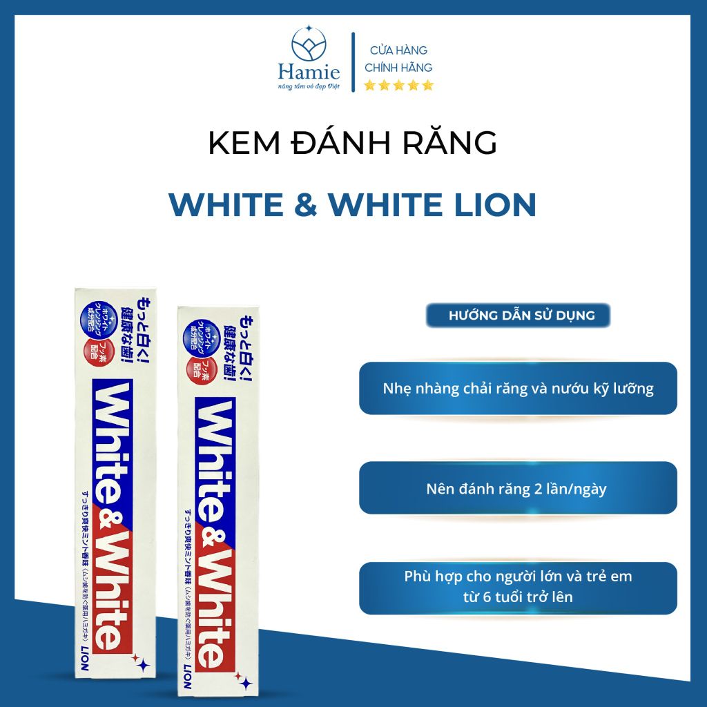 Kem Đánh Răng Lion White & White Nhật Bản 150gr