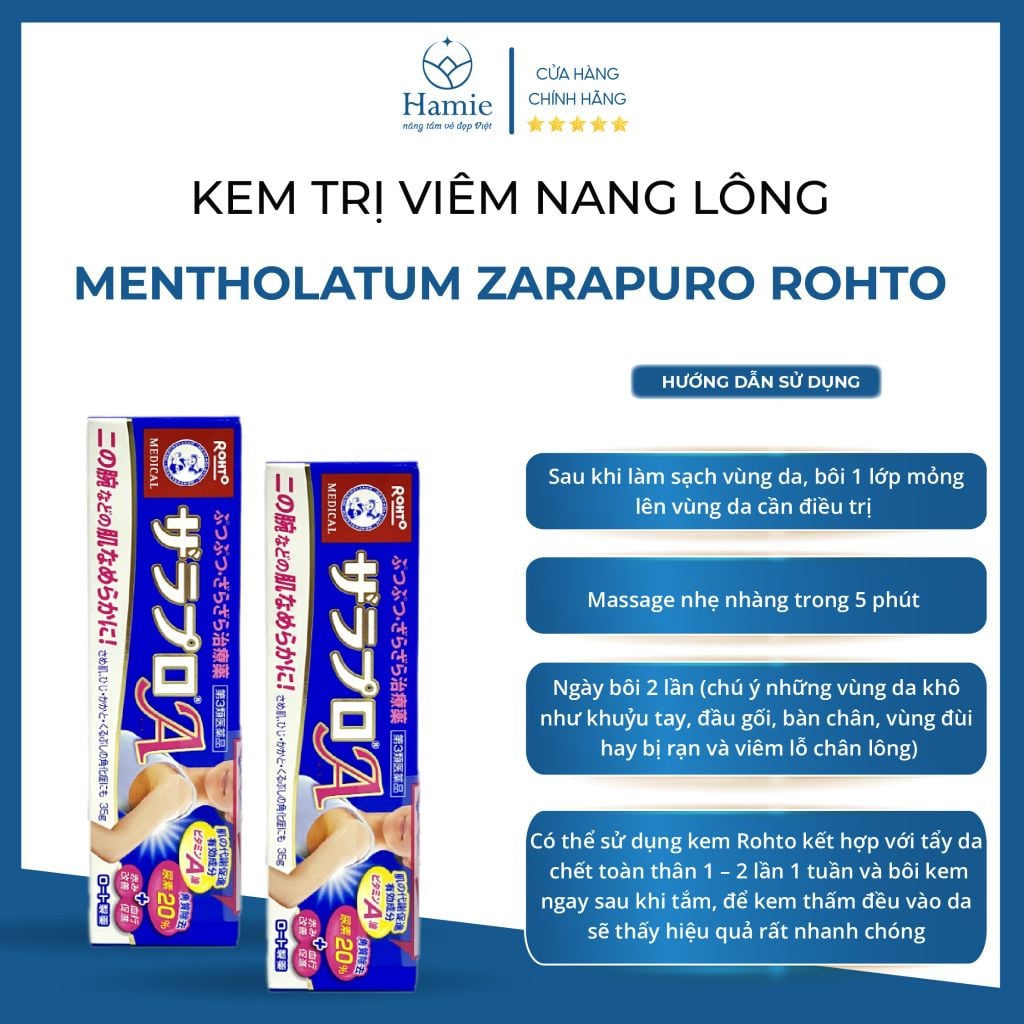 Kem Rohto Trị Viêm Nang Lông Mentholatum Zarapuro 35gr Nhật Bản