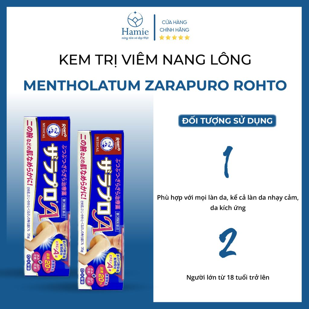 Kem Rohto Trị Viêm Nang Lông Mentholatum Zarapuro 35gr Nhật Bản