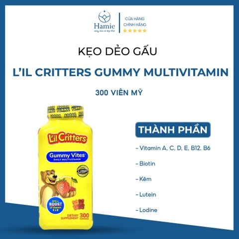 Kẹo Dẻo Gấu Gummy L’il Critters MultiVitamin 300 Viên Mỹ