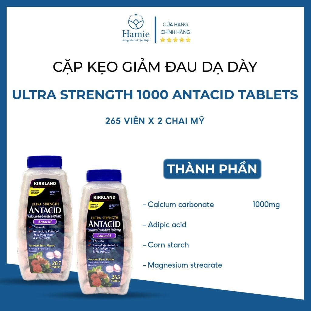 Kẹo Ngậm Bao Tử Ultra Strength 1000 265 Viên Mỹ(2 Chai)