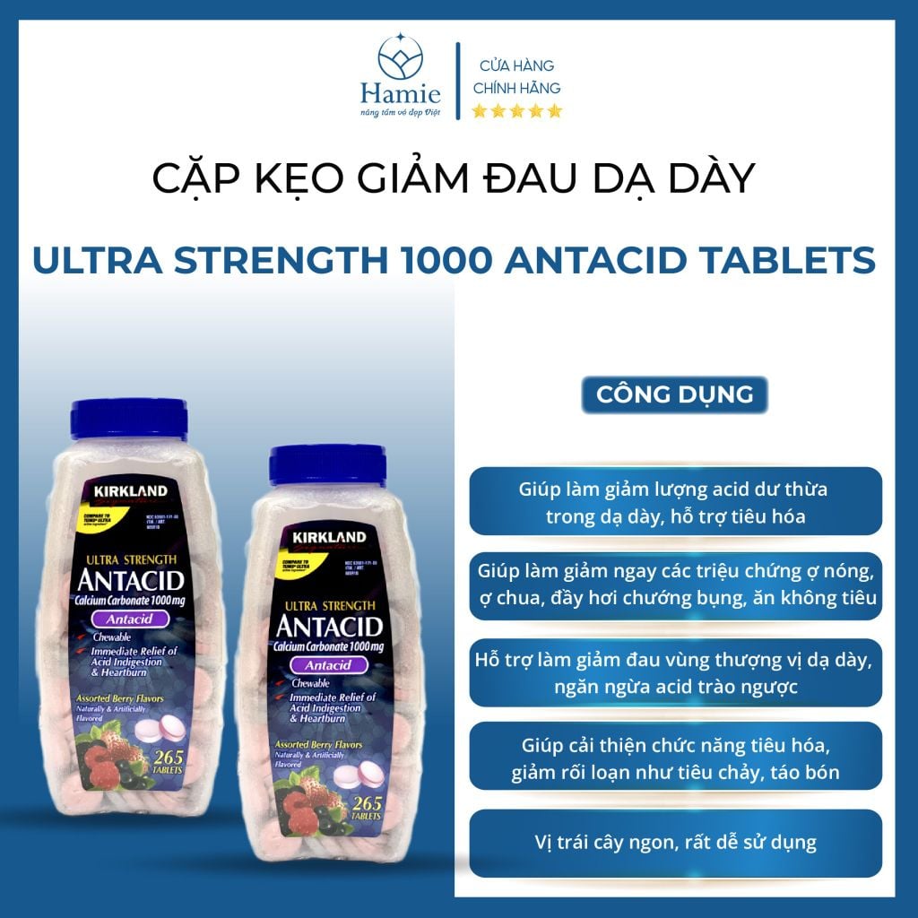 Kẹo Ngậm Bao Tử Ultra Strength 1000 265 Viên Mỹ(2 Chai)