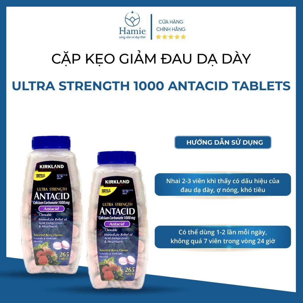 Kẹo Ngậm Bao Tử Ultra Strength 1000 265 Viên Mỹ(2 Chai)