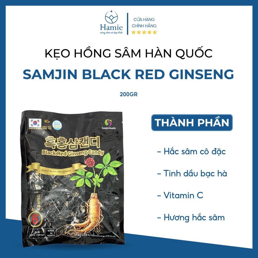 Kẹo Hắc Sâm Hàn Quốc Samjin Black Red Ginseng 200gr