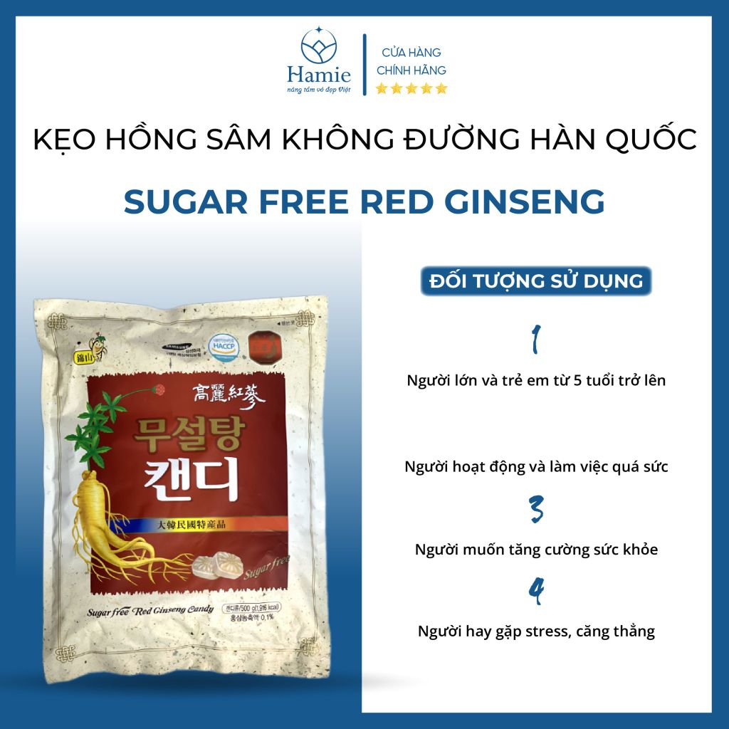 Kẹo Hồng Sâm Không Đường 500gr Hàn Quốc Sugar Free Red Ginseng
