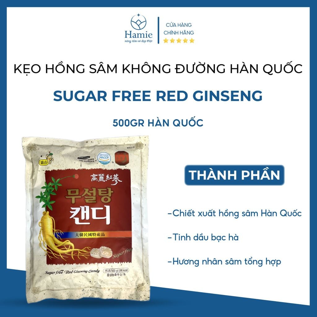 Kẹo Hồng Sâm Không Đường 500gr Hàn Quốc Sugar Free Red Ginseng