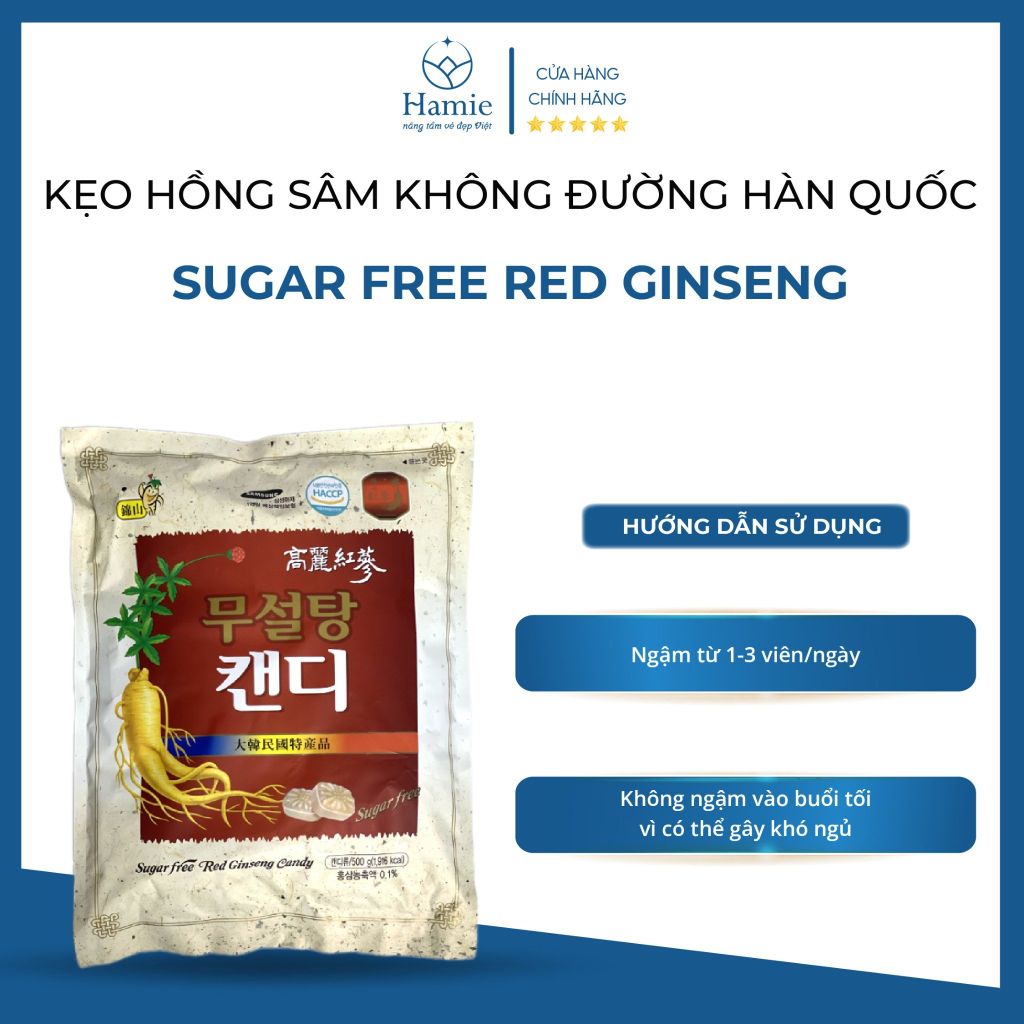 Kẹo Hồng Sâm Không Đường 500gr Hàn Quốc Sugar Free Red Ginseng