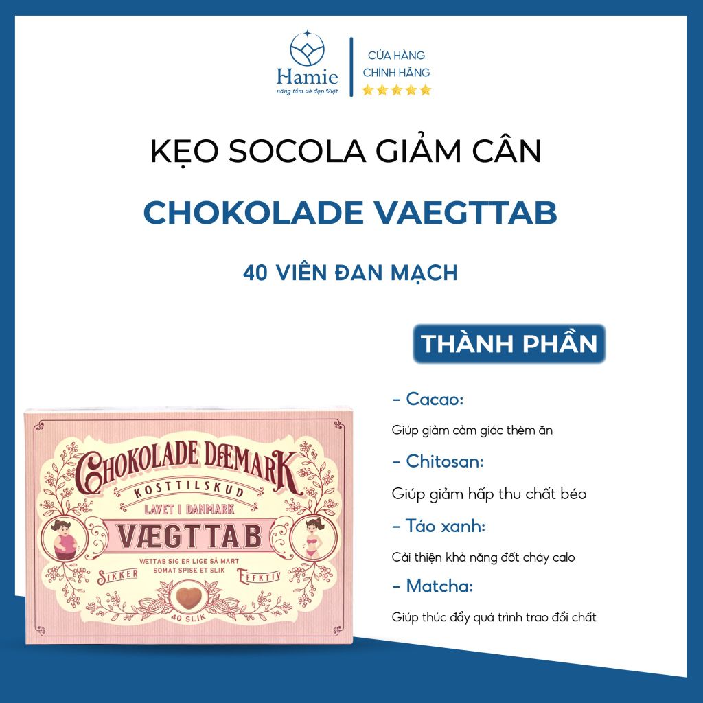 Chokolade Giảm Cân Daemark Vaegttab 40 viên Đan Mạch (MM)
