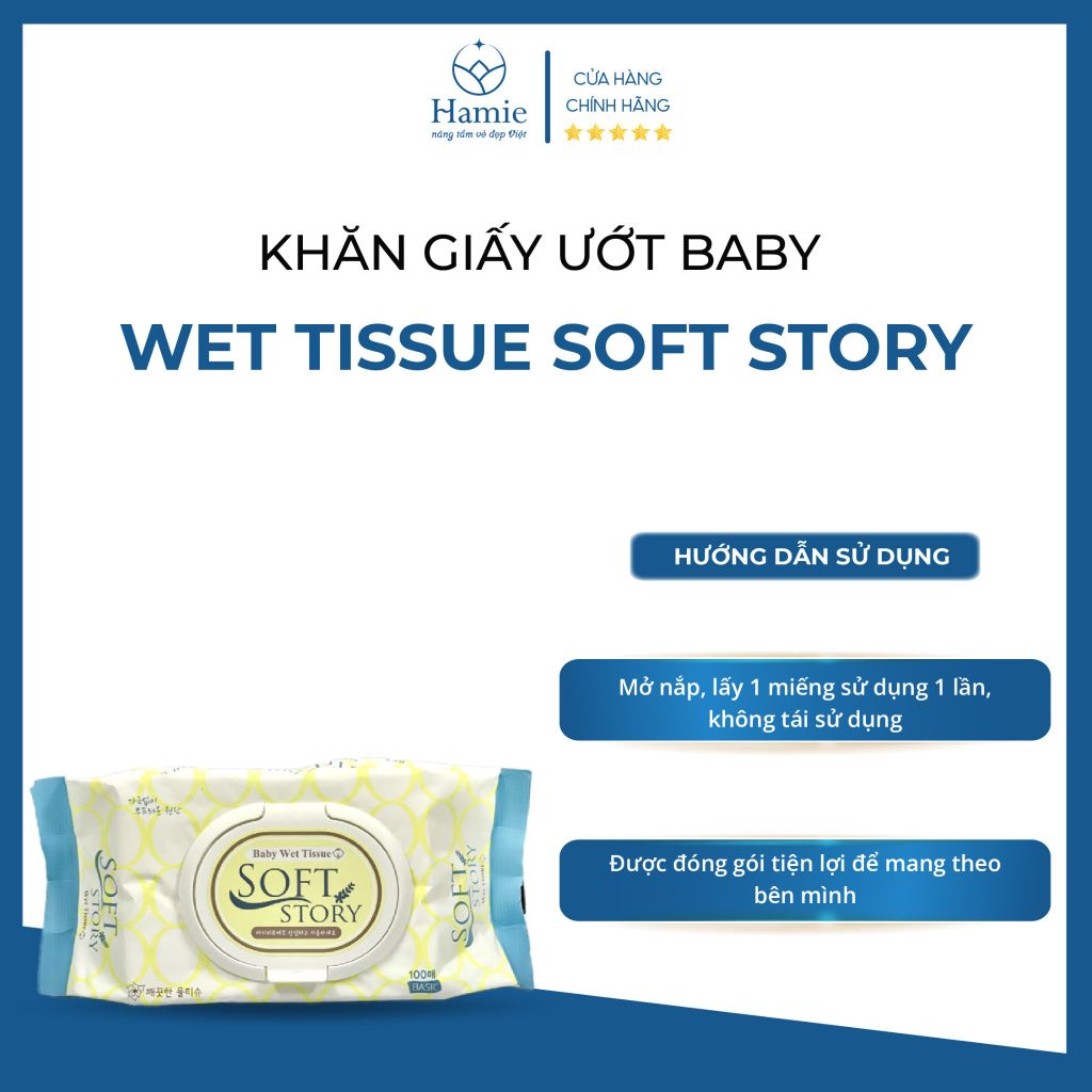 Giấy Ướt Cho Bé Baby Wet Tissue Soft Story 100 Tờ Hàn Quốc