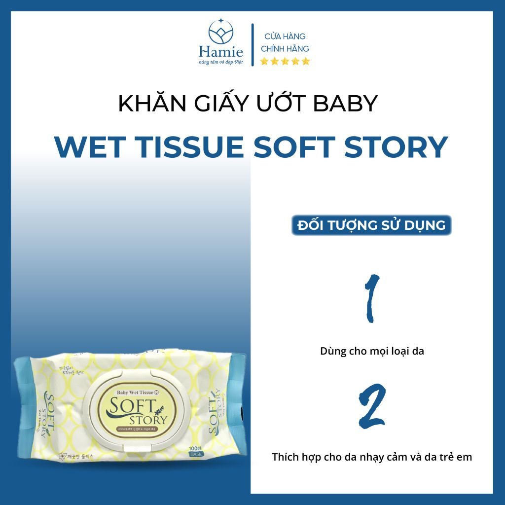 Giấy Ướt Cho Bé Baby Wet Tissue Soft Story 100 Tờ Hàn Quốc