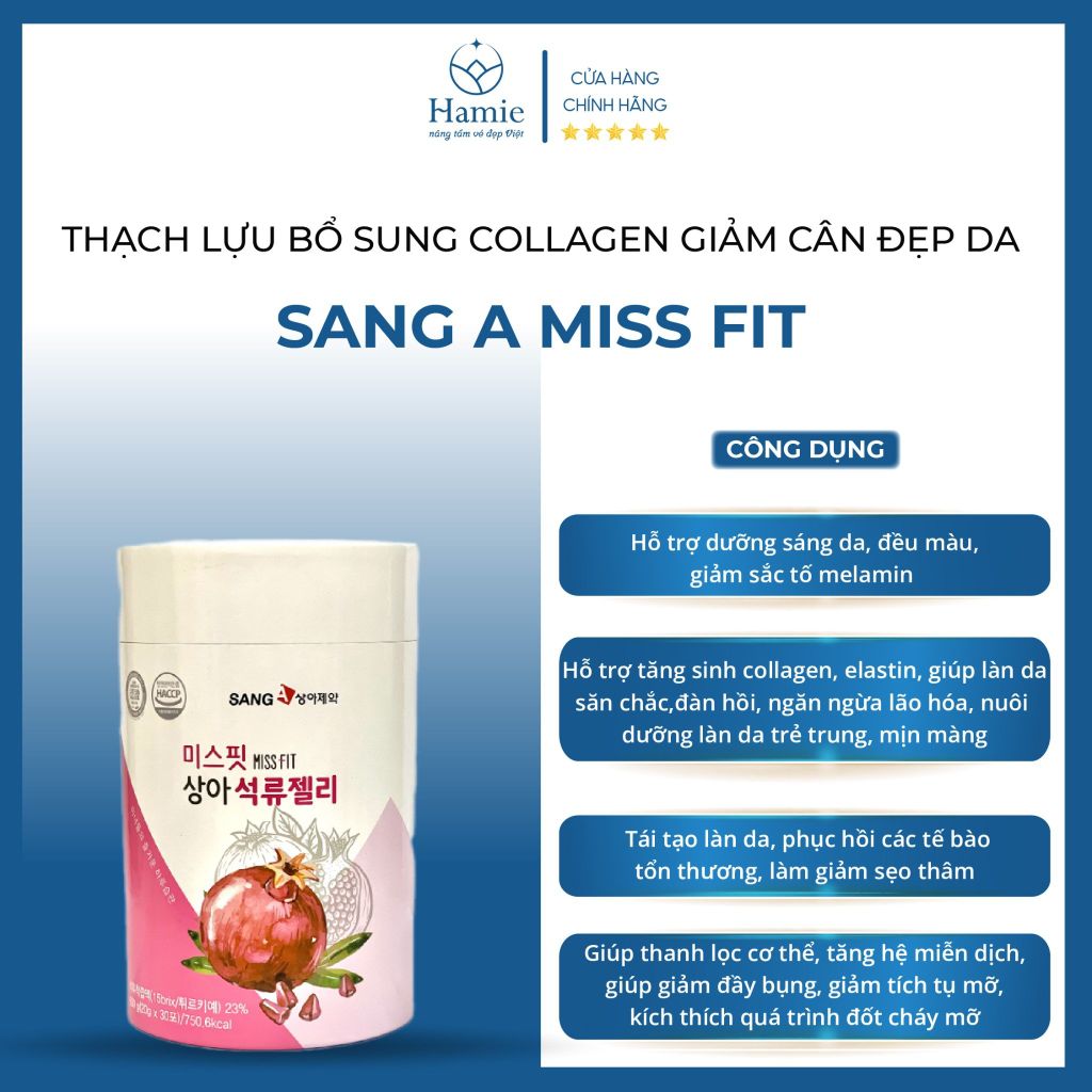 Thạch Lựu Bổ Sung Collagen Sang A MISS FIT 20gr x 30 Gói Hàn Quốc