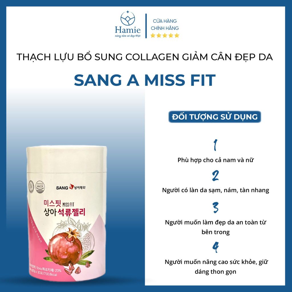 Thạch Lựu Bổ Sung Collagen Sang A MISS FIT 20gr x 30 Gói Hàn Quốc