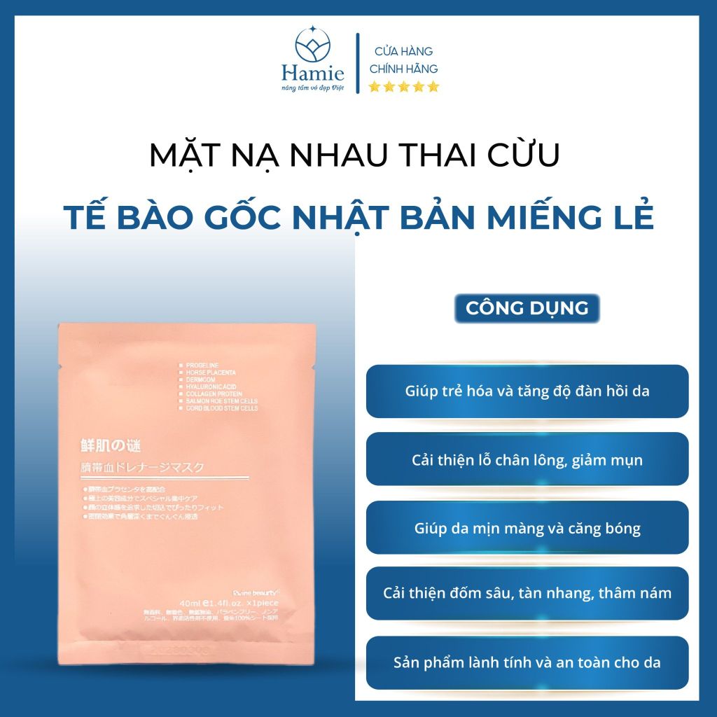 Mặt Nạ Cuống Rốn Nhau Thai Cừu Tế Bào Gốc Nhật Bản Miếng Lẻ
